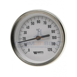 Термометр биметаллический аксиальный WATTS F+R801 OR - 1/2" (D-80 мм, шкала 0-120°C, гильза 100 мм)