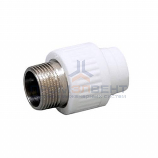 Переход на наружную резьбу Fusitek - 25 x 3/4" (для полипропиленовых труб, цвет белый)