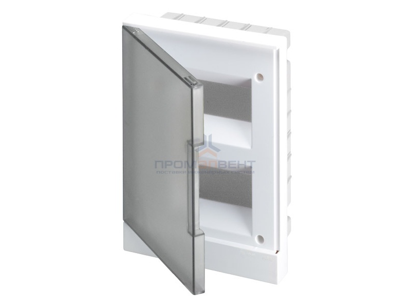 ABB Basic E Бокс в нишу 16М серая прозрачная дверь (c клеммами)